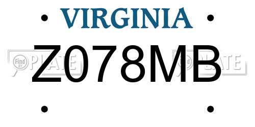 Z078MB Virginia License Plate