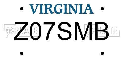 Z07SMB Virginia License Plate