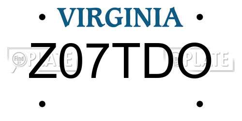 Z07TDO Virginia License Plate