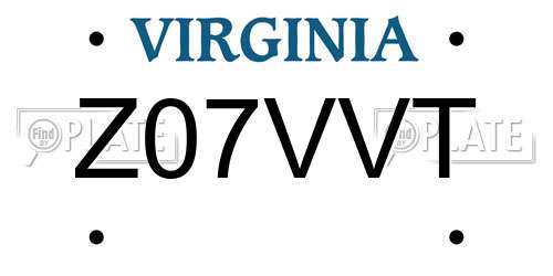 Z07VVT Virginia License Plate