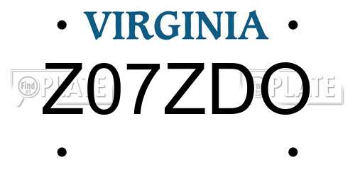 Z07ZDO Virginia License Plate
