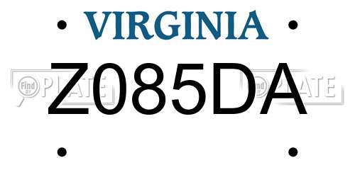 Z085DA Virginia License Plate