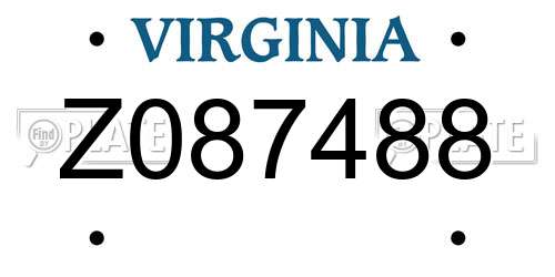 Z087488 Virginia License Plate