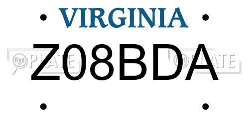 Z08BDA Virginia License Plate