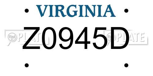 Z0945D Virginia License Plate