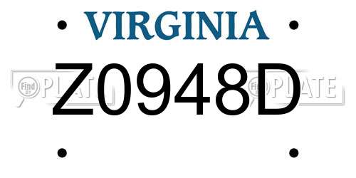 Z0948D Virginia License Plate