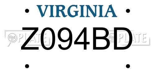 Z094BD Virginia License Plate