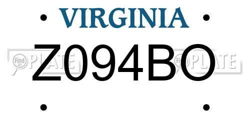 Z094BO Virginia License Plate