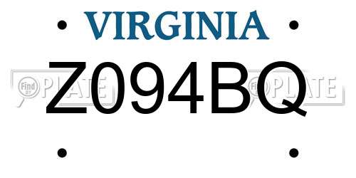 Z094BQ Virginia License Plate