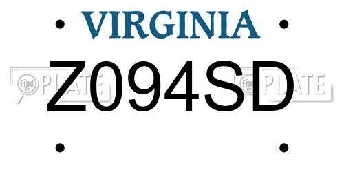 Z094SD Virginia License Plate
