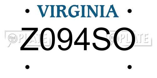Z094SO Virginia License Plate