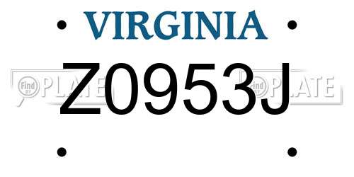 Z0953J Virginia License Plate
