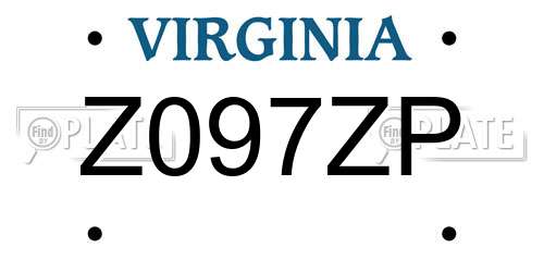 Z097ZP Virginia License Plate
