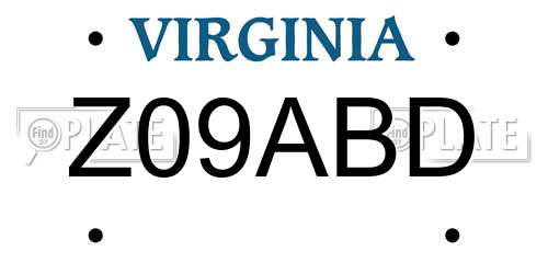 Z09ABD Virginia License Plate