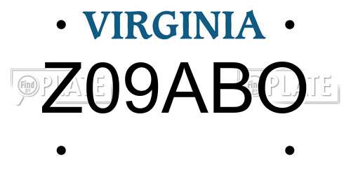 Z09ABO Virginia License Plate