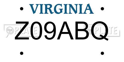 Z09ABQ Virginia License Plate