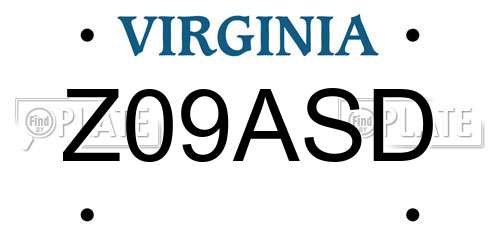 Z09ASD Virginia License Plate