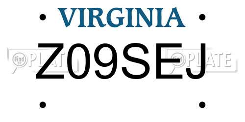 Z09SEJ Virginia License Plate