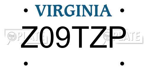 Z09TZP Virginia License Plate