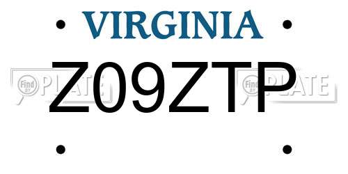 Z09ZTP Virginia License Plate