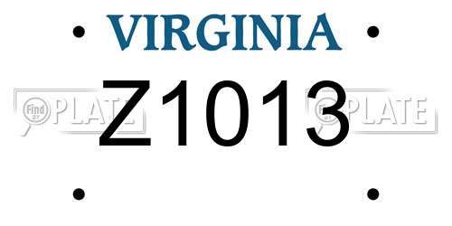 Z1013 Virginia License Plate