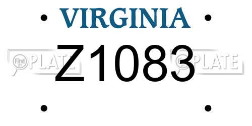 Z1083 Virginia License Plate