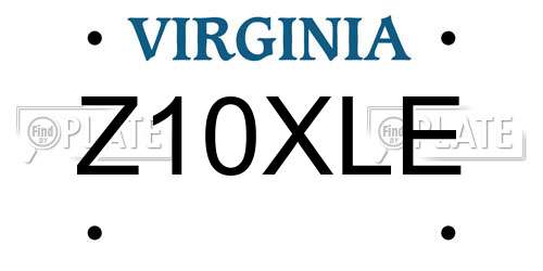 Z10XLE Virginia License Plate