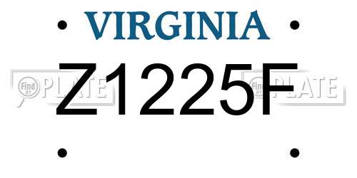 Z1225F Virginia License Plate