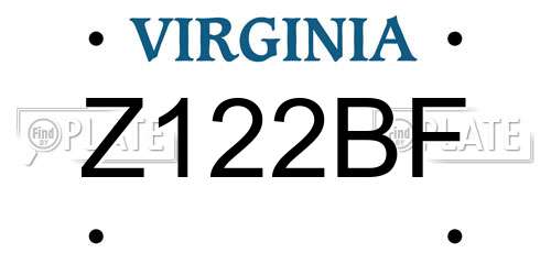 Z122BF Virginia License Plate