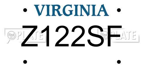 Z122SF Virginia License Plate