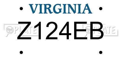 Z124EB Virginia License Plate
