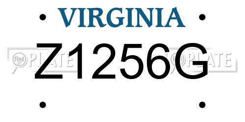 Z1256G Virginia License Plate