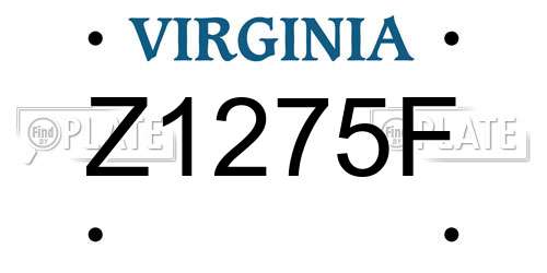 Z1275F Virginia License Plate