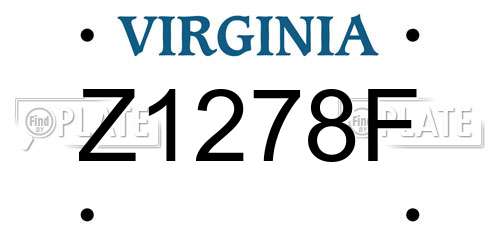 Z1278F Virginia License Plate
