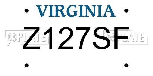 Z127SF Virginia License Plate
