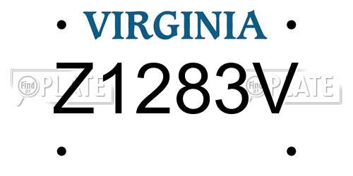 Z1283V Virginia License Plate