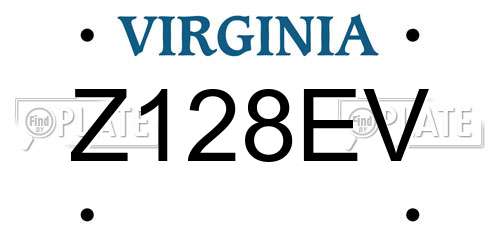 Z128EV Virginia License Plate