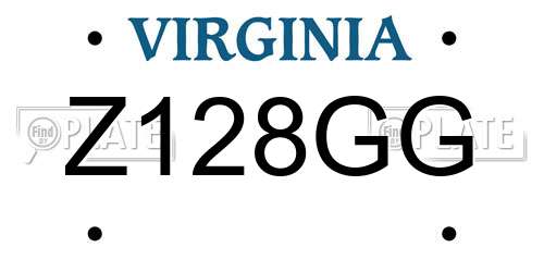 Z128GG Virginia License Plate