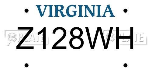 Z128WH Virginia License Plate