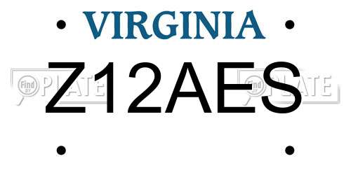 Z12AES Virginia License Plate
