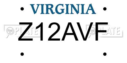 Z12AVF Virginia License Plate