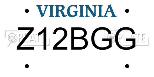 Z12BGG Virginia License Plate
