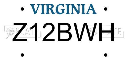 Z12BWH Virginia License Plate