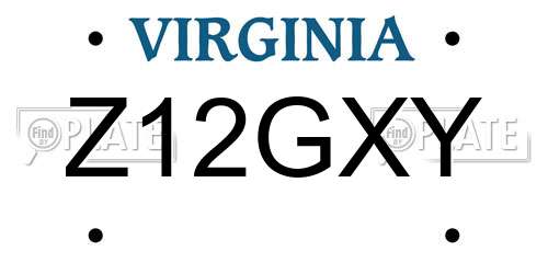 Z12GXY Virginia License Plate