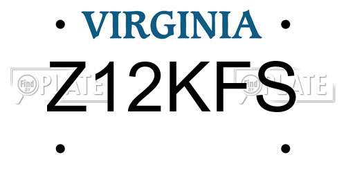 Z12KFS Virginia License Plate