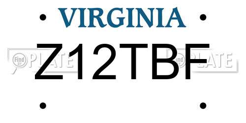 Z12TBF Virginia License Plate