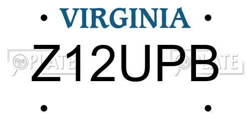 Z12UPB Virginia License Plate