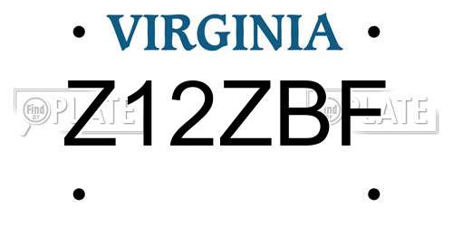 Z12ZBF Virginia License Plate