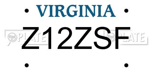 Z12ZSF Virginia License Plate