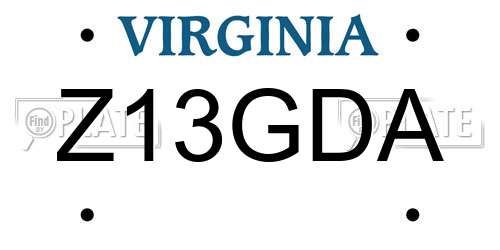 Z13GDA Virginia License Plate